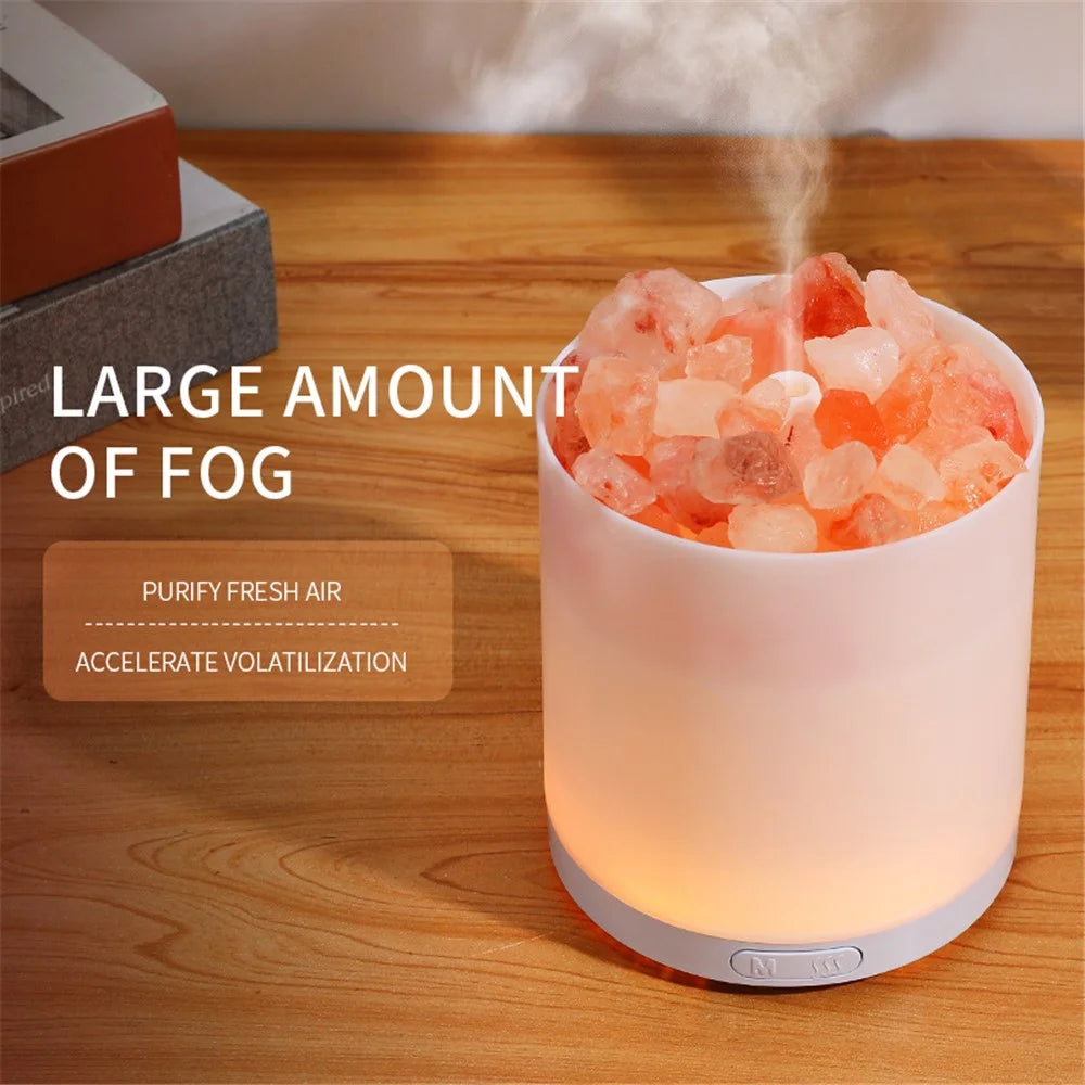 A5 Salt Stone Air Humidifier Negative Ion Aroma Diffuser Desktop Mist Maker Silent Fog Sprayer with Light Effect - 6