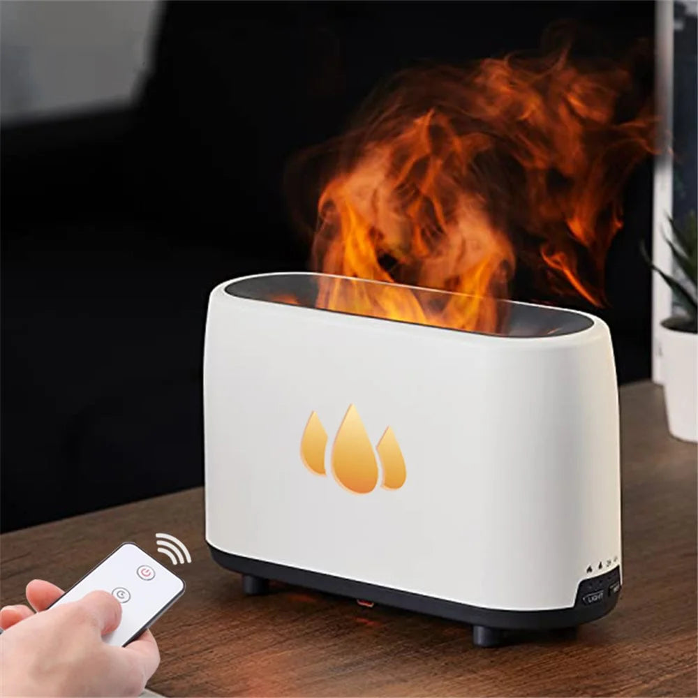 H2-1 Simulation Flame Aroma Essential Oils Diffuser Ultrasonic Air Humidifier with Remote Control - White - 2