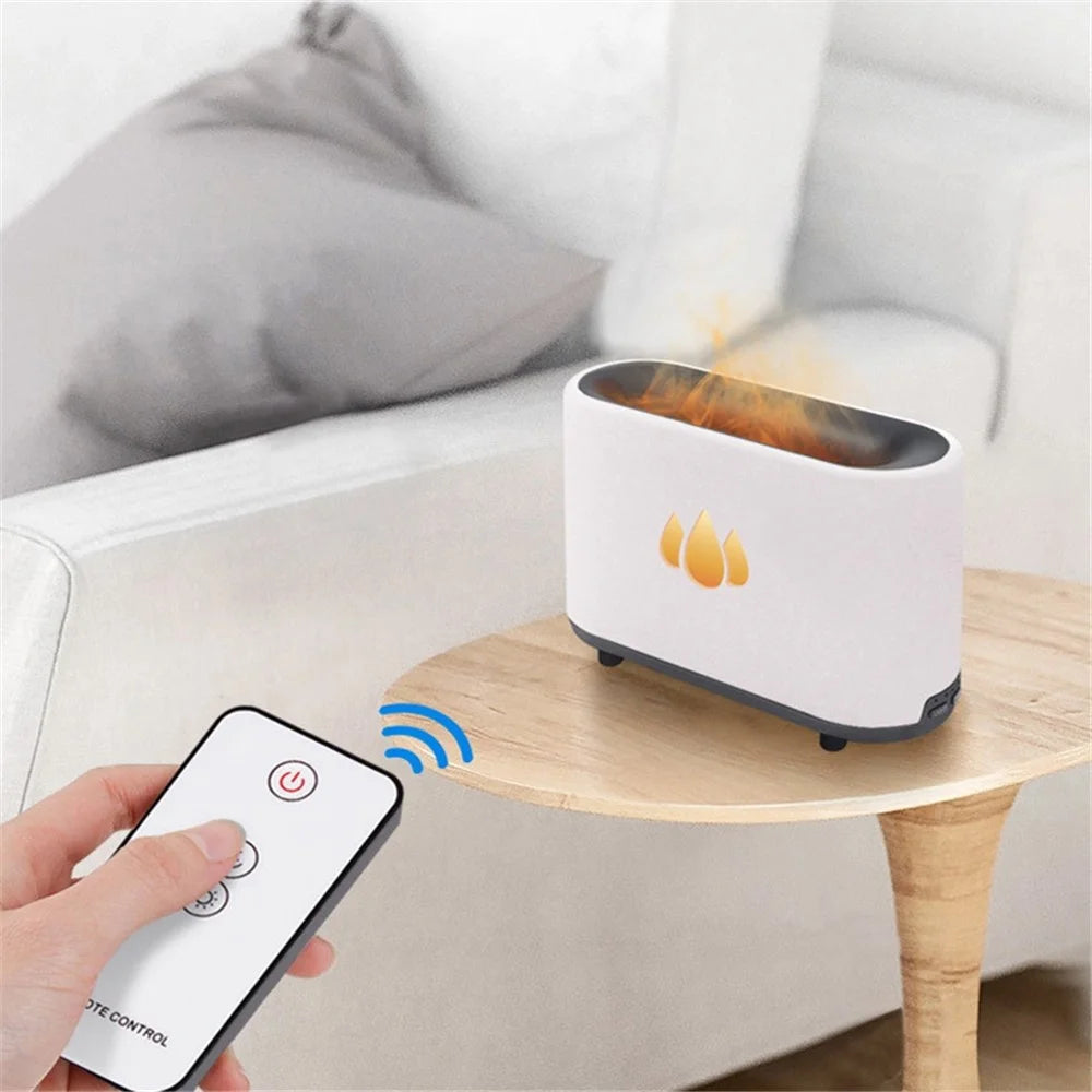 H2-1 Simulation Flame Aroma Essential Oils Diffuser Ultrasonic Air Humidifier with Remote Control - White - 3