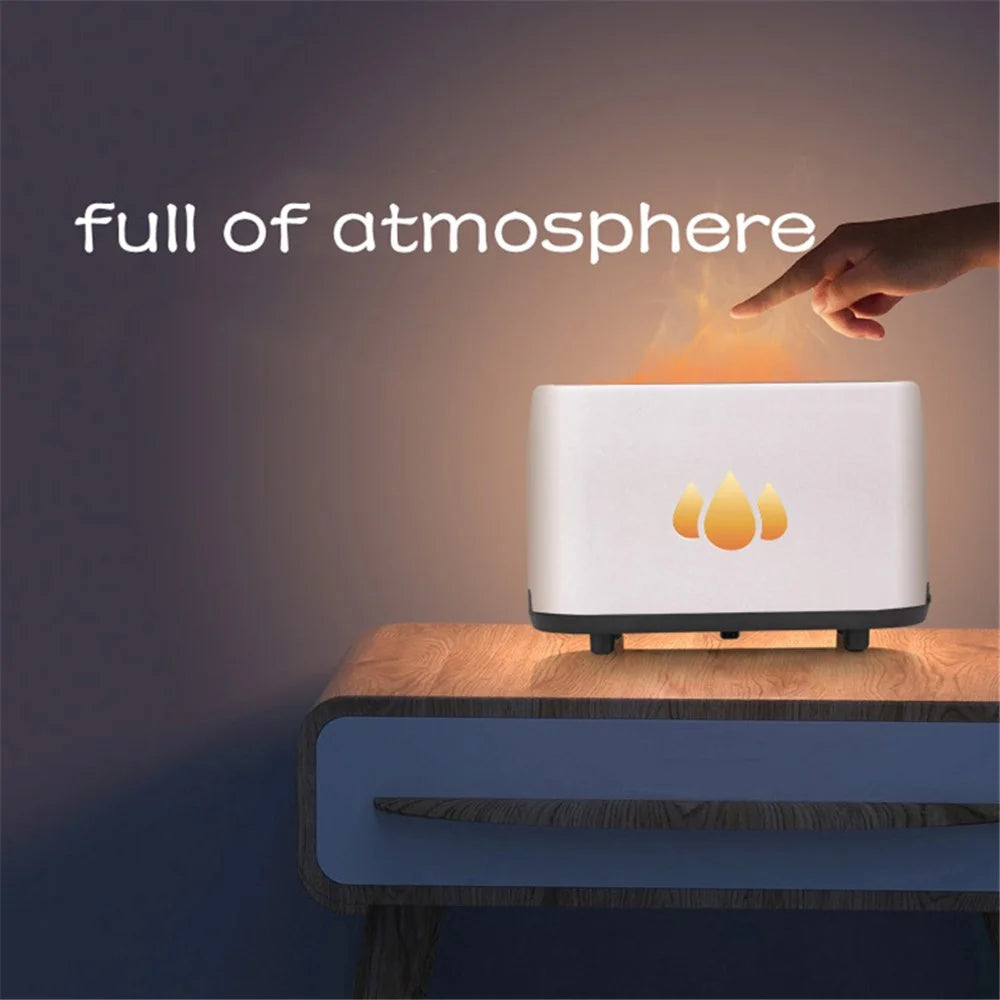 H2-1 Simulation Flame Aroma Essential Oils Diffuser Ultrasonic Air Humidifier with Remote Control - White - 4