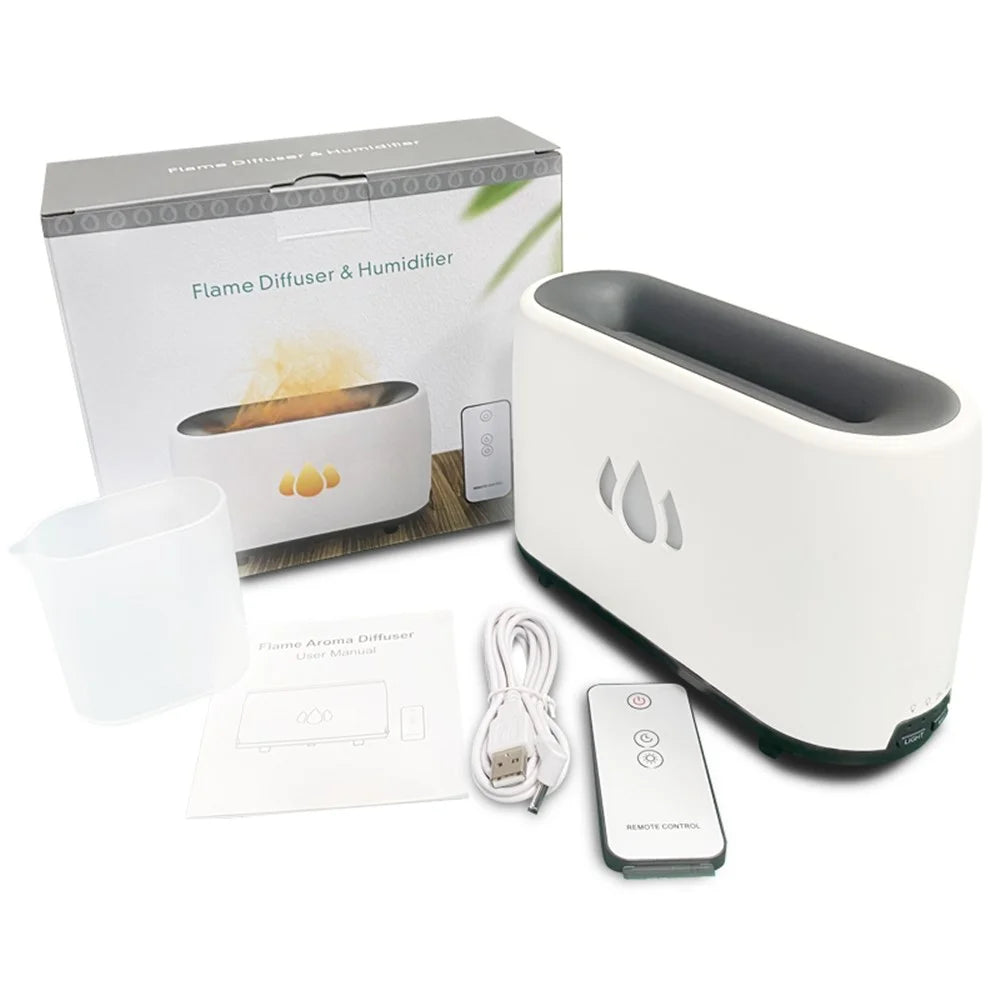H2-1 Simulation Flame Aroma Essential Oils Diffuser Ultrasonic Air Humidifier with Remote Control - White - 5