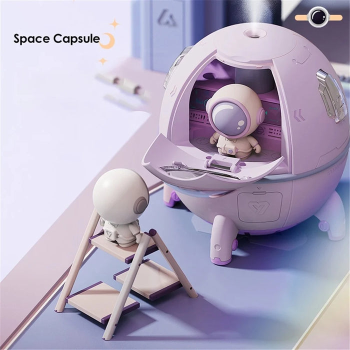 MJ046 Space Capsule Astronaut Humidifier USB Powered Mute Home Office Mist Diffuser with Night Light - White - 3
