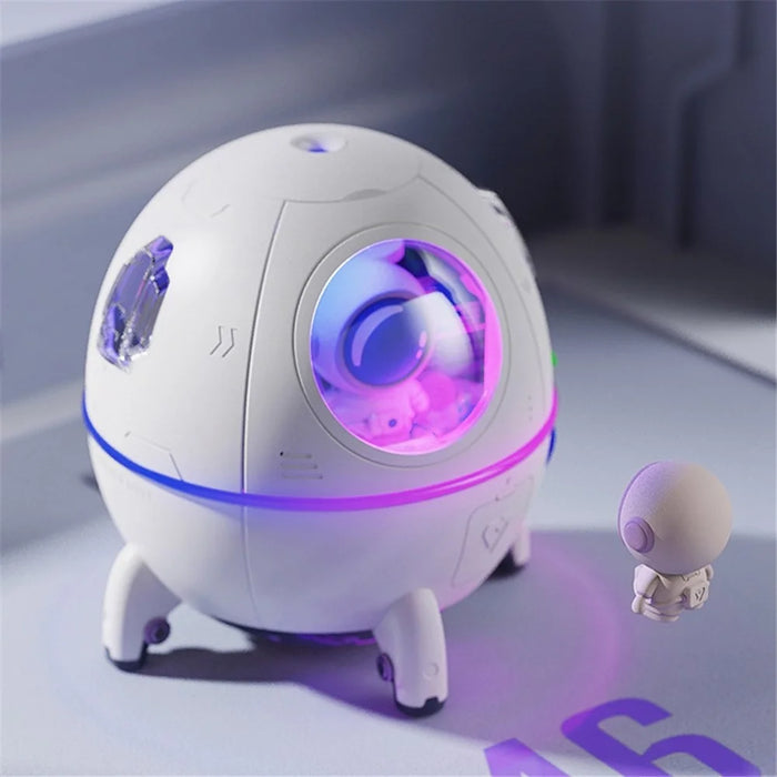 MJ046 Space Capsule Astronaut Humidifier USB Powered Mute Home Office Mist Diffuser with Night Light - White - 7