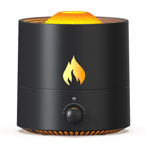 V8 Simulation Flame Aroma Essential Oils Diffuser Quiet Operation 180ML Air Humidifier - Black - 1