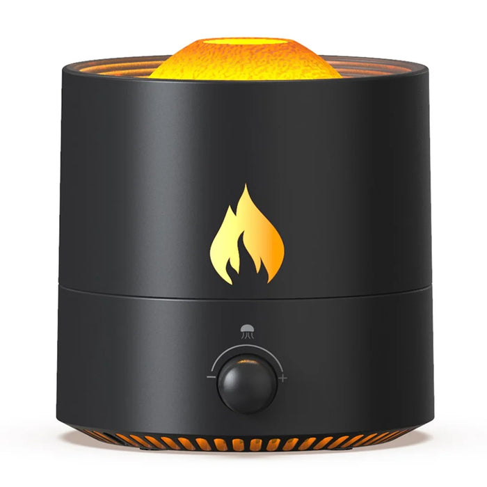 V8 Simulation Flame Aroma Essential Oils Diffuser Quiet Operation 180ML Air Humidifier - Black - 1