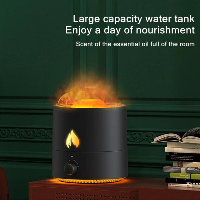 V8 Simulation Flame Aroma Essential Oils Diffuser Quiet Operation 180ML Air Humidifier - Black - 3
