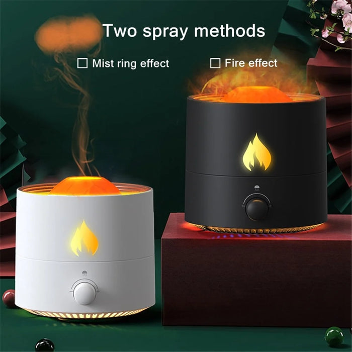 V8 Simulation Flame Aroma Essential Oils Diffuser Quiet Operation 180ML Air Humidifier - Black - 4