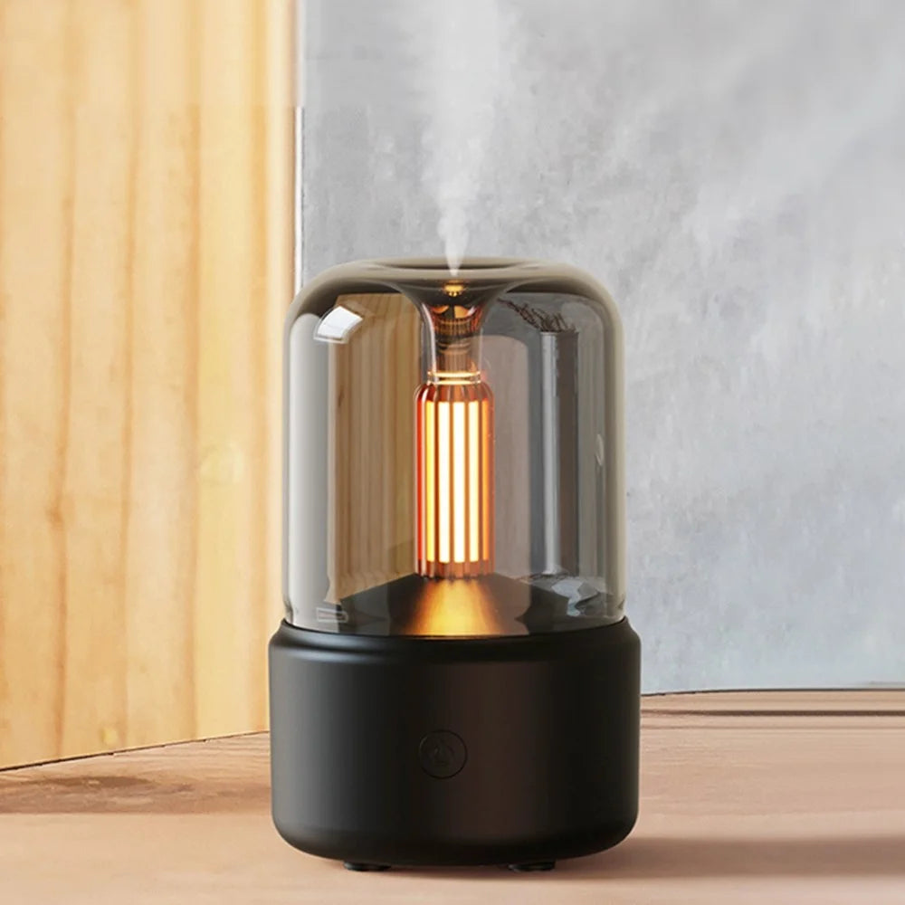 DQ702 Air Humidifier Simulation Candlelight Aromatherapy Essential Oil Diffuser for Home Office Yoga Room - Black - 2