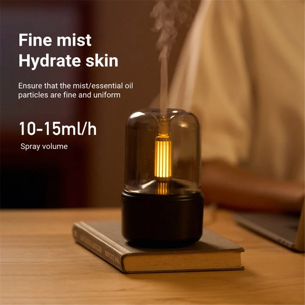 DQ702 Air Humidifier Simulation Candlelight Aromatherapy Essential Oil Diffuser for Home Office Yoga Room - Black - 3