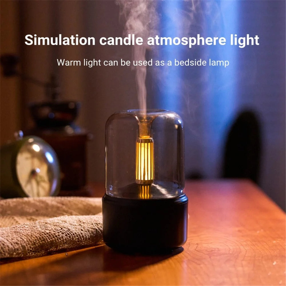 DQ702 Air Humidifier Simulation Candlelight Aromatherapy Essential Oil Diffuser for Home Office Yoga Room - Black - 4