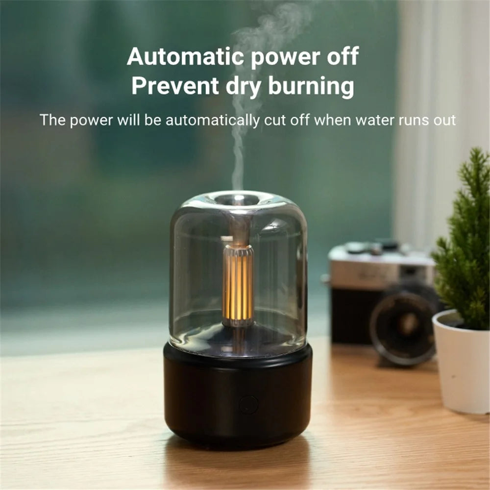 DQ702 Air Humidifier Simulation Candlelight Aromatherapy Essential Oil Diffuser for Home Office Yoga Room - Black - 5
