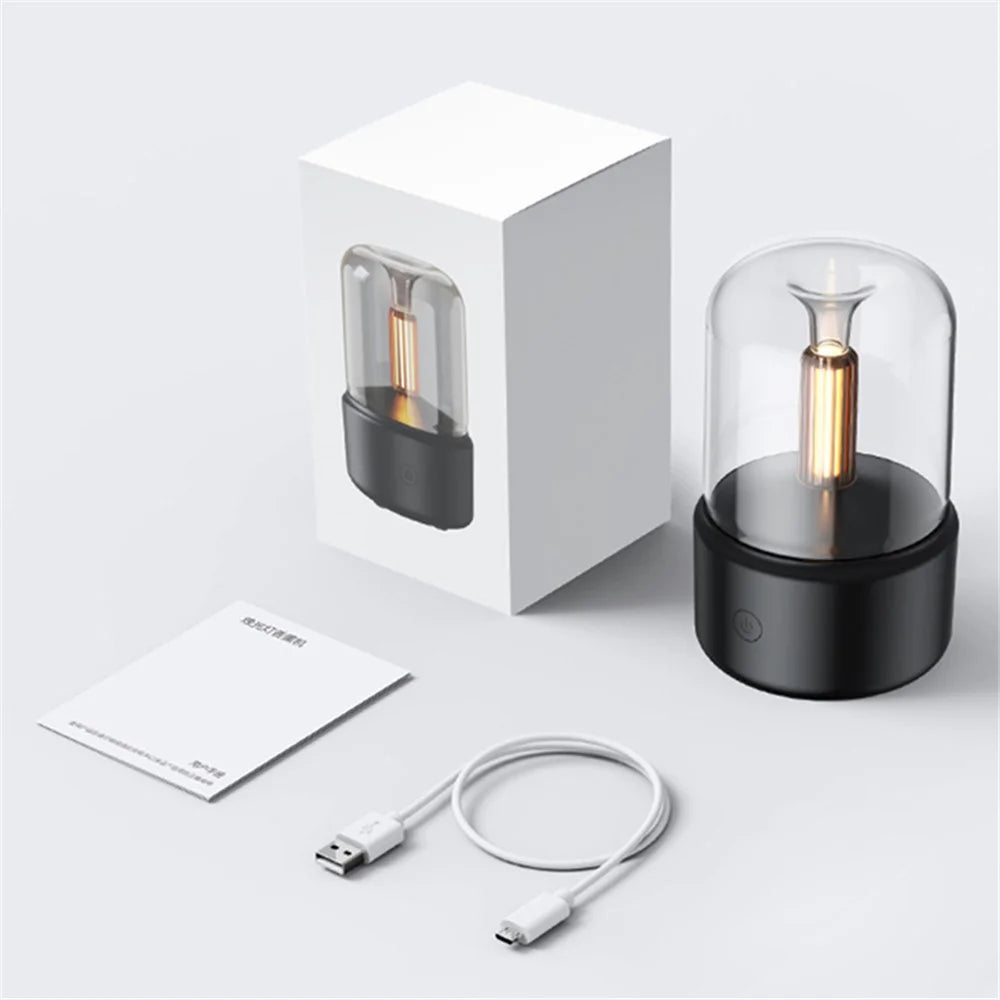DQ702 Air Humidifier Simulation Candlelight Aromatherapy Essential Oil Diffuser for Home Office Yoga Room - Black - 7