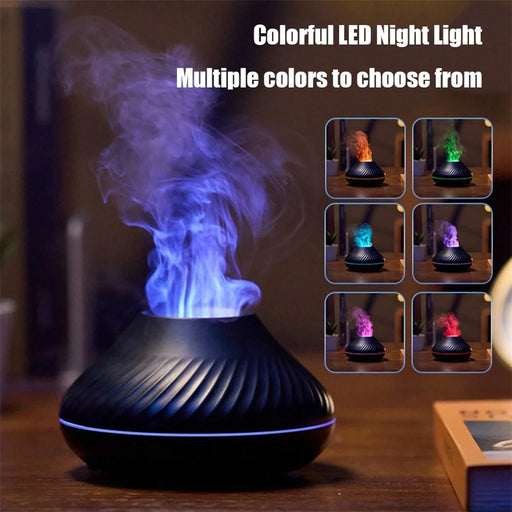 DQ705 Simulation Flame Colorful Light Air Humidifier Auto Shut-Off Aroma Essential Oils Diffuser - Black - 2