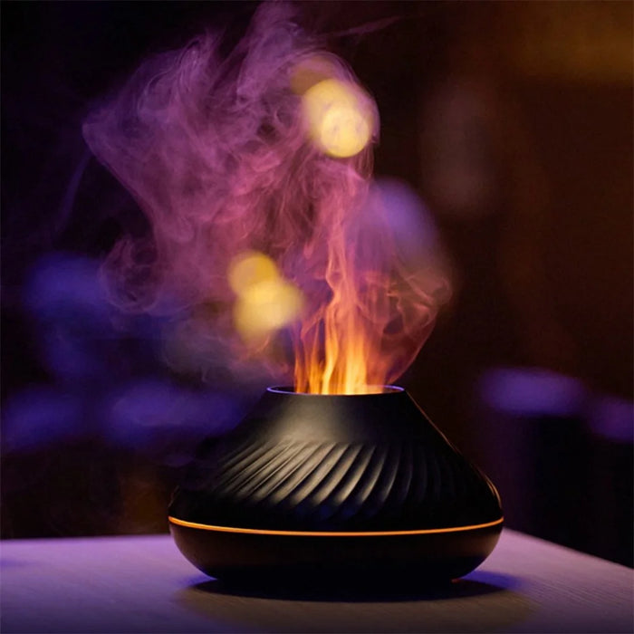 DQ705 Simulation Flame Colorful Light Air Humidifier Auto Shut-Off Aroma Essential Oils Diffuser - Black - 3