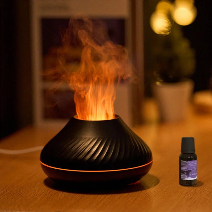 DQ705 Simulation Flame Colorful Light Air Humidifier Auto Shut-Off Aroma Essential Oils Diffuser - Black - 4