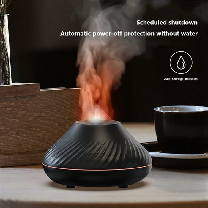 DQ705 Simulation Flame Colorful Light Air Humidifier Auto Shut-Off Aroma Essential Oils Diffuser - Black - 5