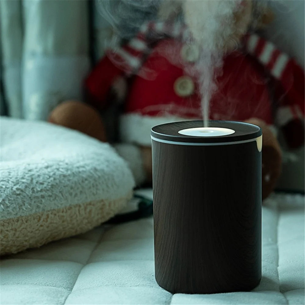 HY-L19 320ML Mist Humidifier LED Night Light Silent Operation Home Car Office Humidifier - Dark Brown Wooden Texture - 3