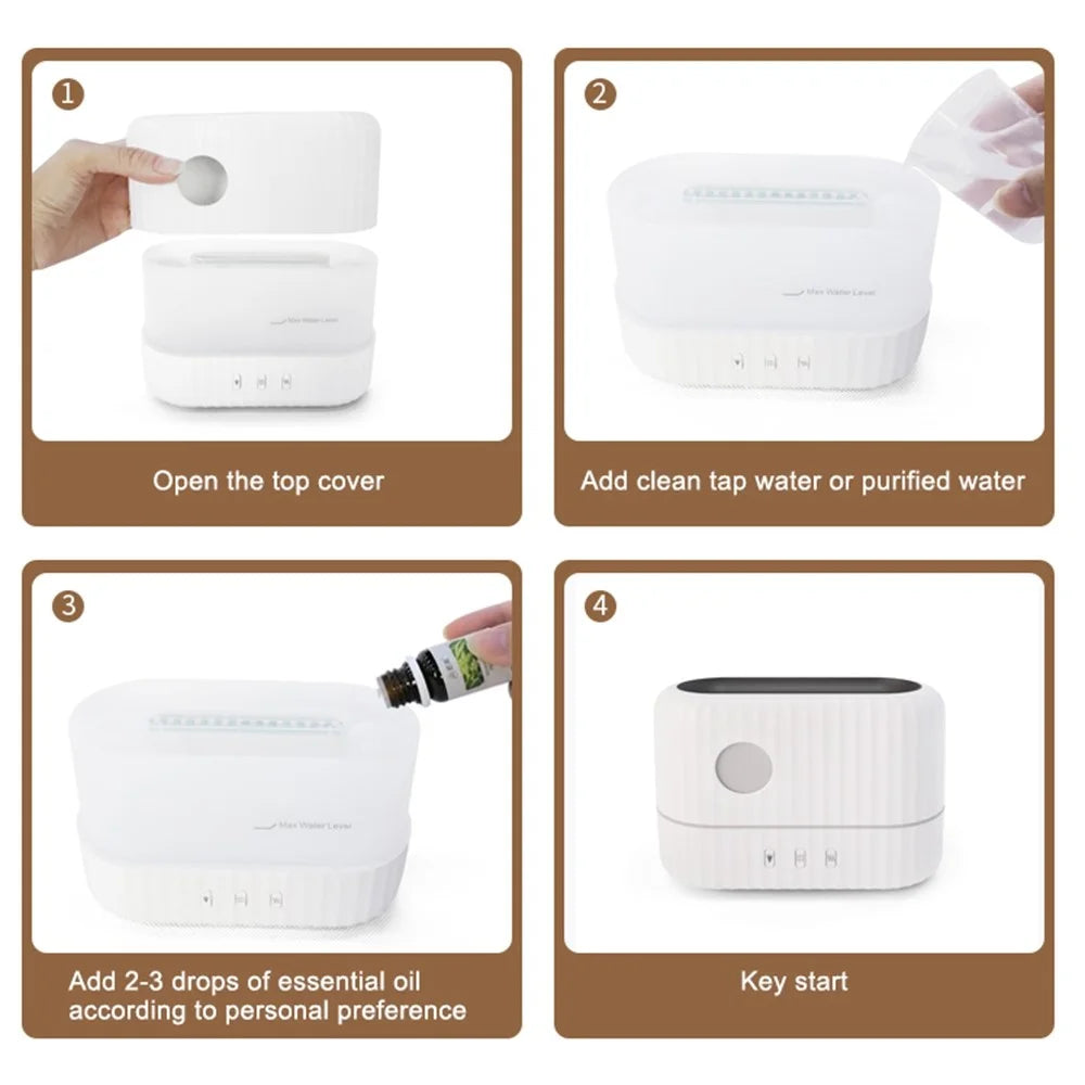 H8 Simulation Flame Aroma Air Humidifier Desktop Mist Humidifier Aromatherapy Diffuser for Home Office - White - 6