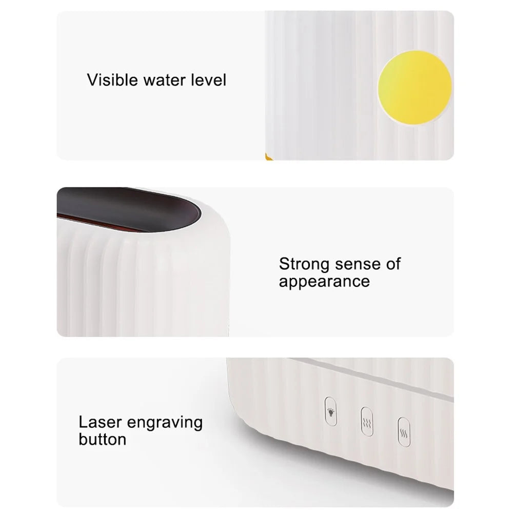 H8 Simulation Flame Aroma Air Humidifier Desktop Mist Humidifier Aromatherapy Diffuser for Home Office - White - 7