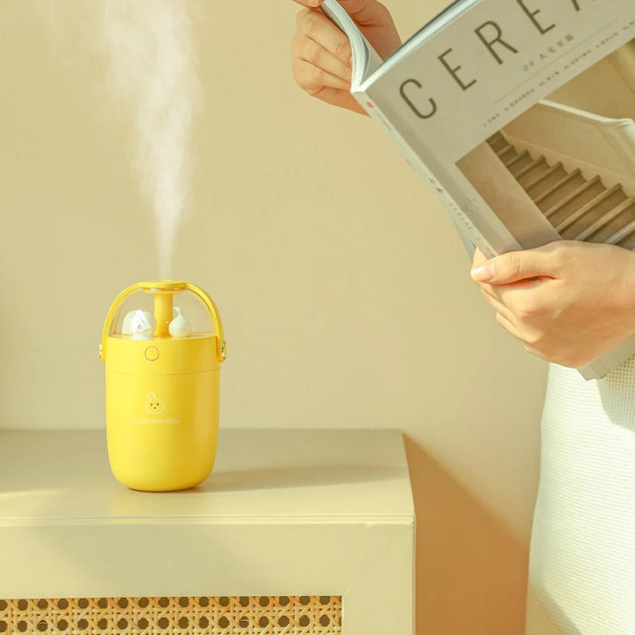 Y19 300ML Mini Size USB Rechargeable LED Night Light Silent Mist Humidifier for Home Car Office - Yellow - 4