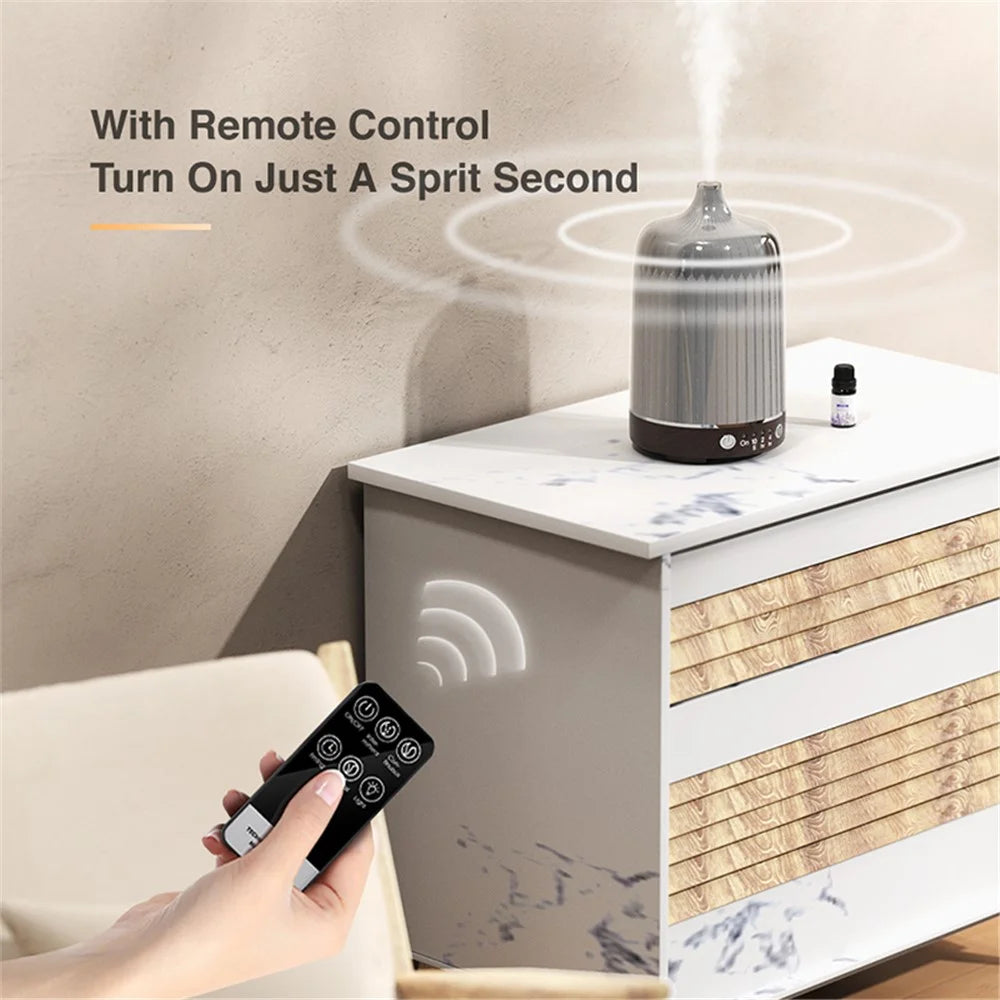 X07 Wood Grain Colorful Light Air Humidifier Auto Shut-Off Essential Oils Aroma Diffuser with Remote Control - Light Wood Grain / AU Plug - 3