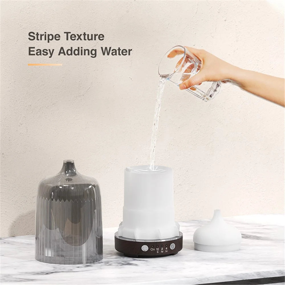 X07 Wood Grain Colorful Light Air Humidifier Auto Shut-Off Essential Oils Aroma Diffuser with Remote Control - Light Wood Grain / AU Plug - 6