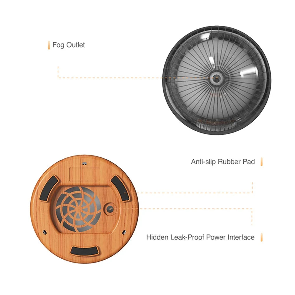 X07 Wood Grain Colorful Light Air Humidifier Auto Shut-Off Essential Oils Aroma Diffuser with Remote Control - Light Wood Grain / AU Plug - 7