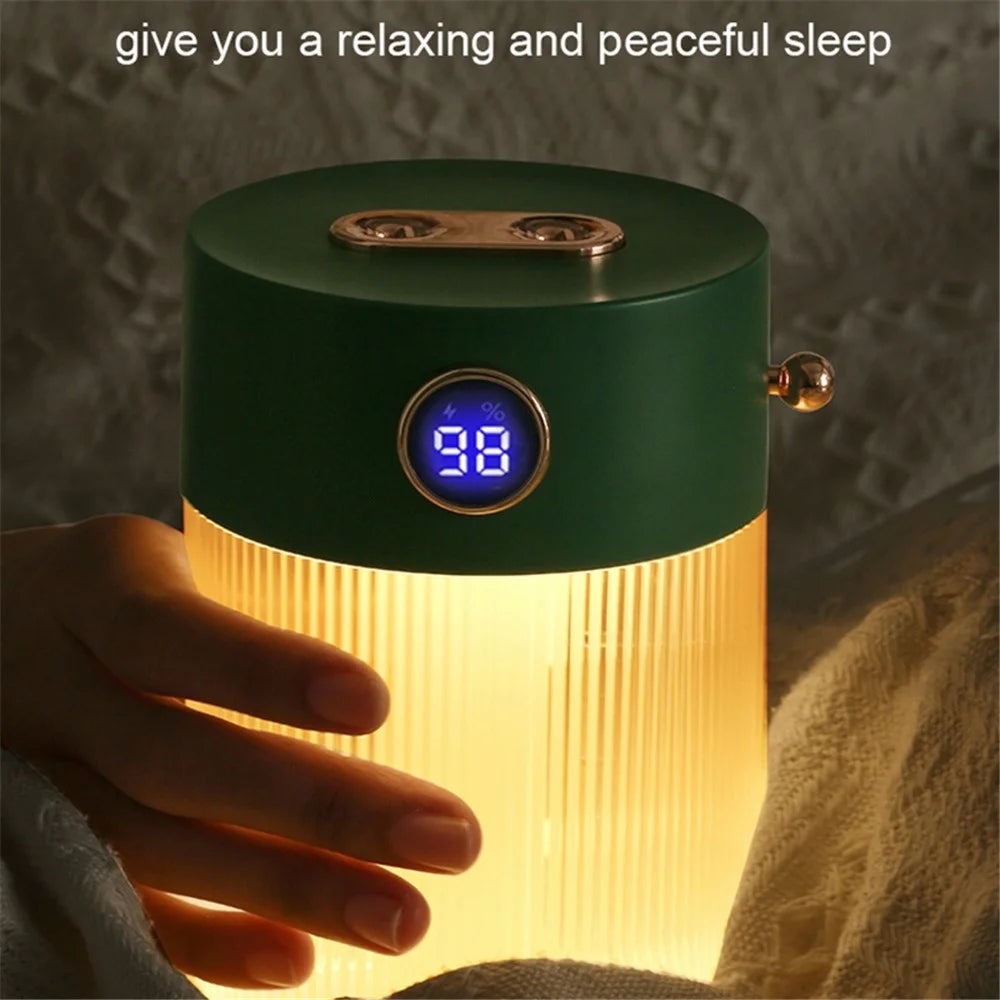 QW-H18 Crystal Dual Spray Mouth 650ML Mist Humidifier LED Night Light Silent Operation Home Car Office Humidifier - Green - 2