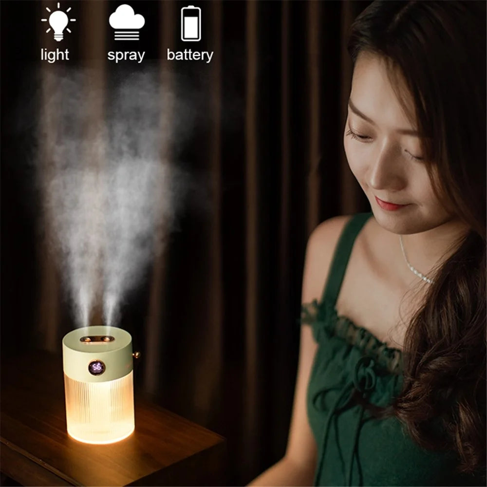 QW-H18 Crystal Dual Spray Mouth 650ML Mist Humidifier LED Night Light Silent Operation Home Car Office Humidifier - Green - 3