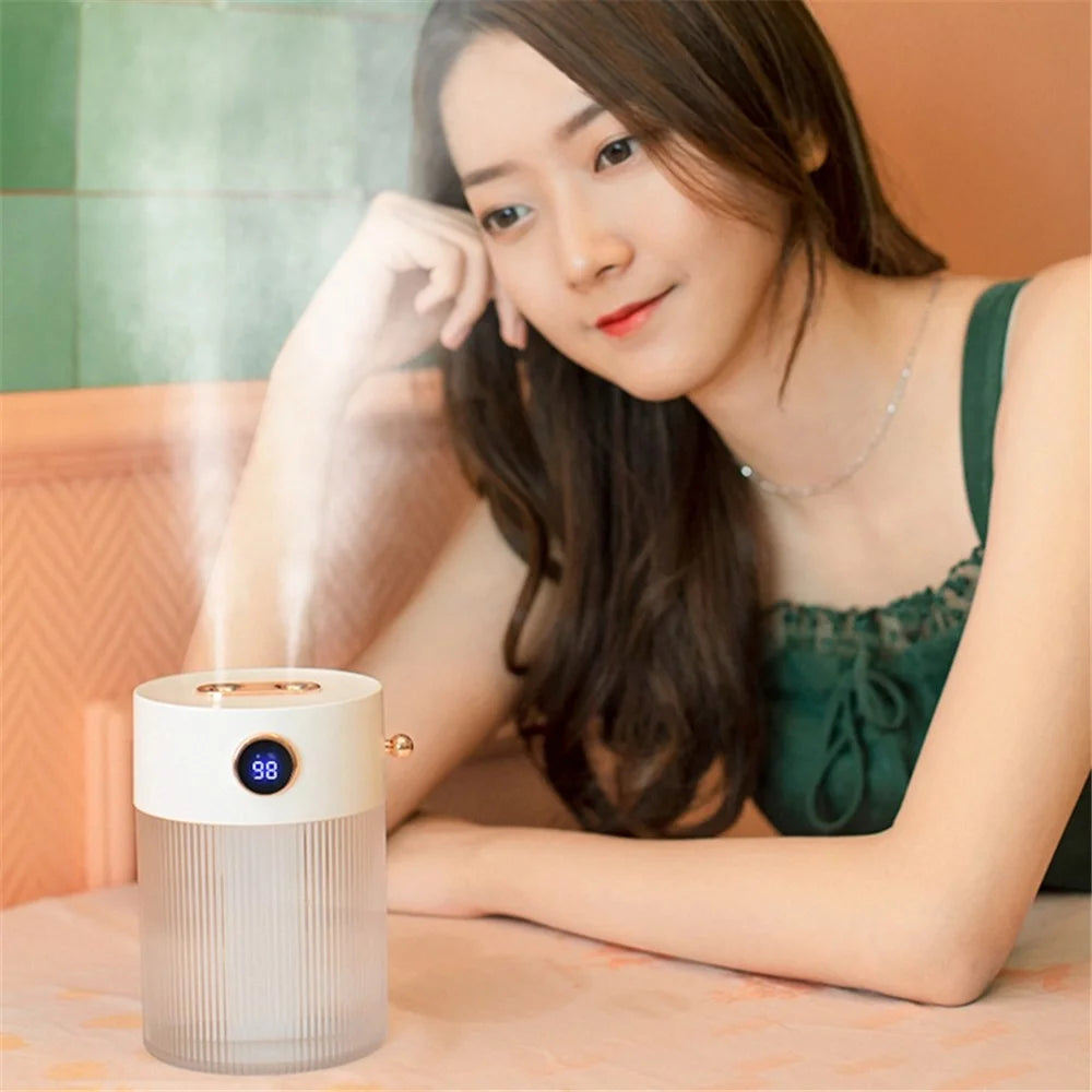 QW-H18 Crystal Dual Spray Mouth 650ML Mist Humidifier LED Night Light Silent Operation Home Car Office Humidifier - Green - 5