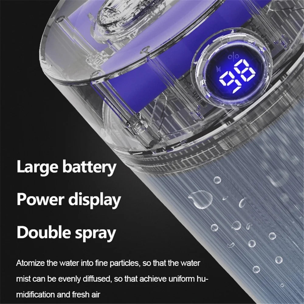 QW-H18 Crystal Dual Spray Mouth 650ML Mist Humidifier LED Night Light Silent Operation Home Car Office Humidifier - Green - 6