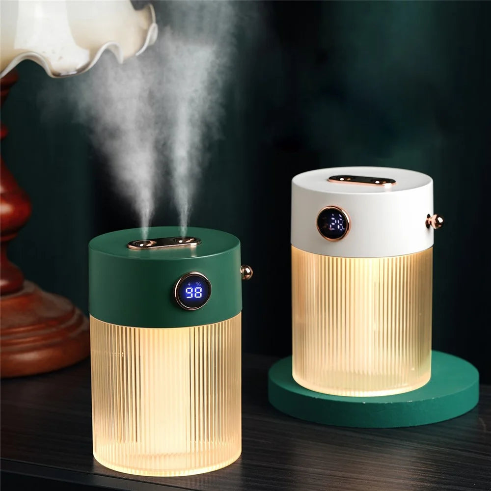 QW-H18 Crystal Dual Spray Mouth 650ML Mist Humidifier LED Night Light Silent Operation Home Car Office Humidifier - Green - 7