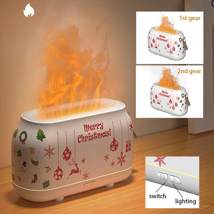 HZ005 Nordic Style Air Humidifier Simulation Flame Aroma Desktop Mist Humidifier Aromatherapy Diffuser for Home Office - Wooden Texture - 4