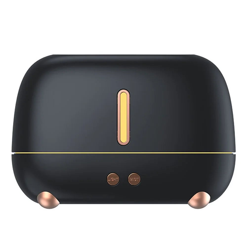 A318 Simulation Flame Aroma Air Humidifier LED Colorful Light Desktop Mist Humidifier Aromatherapy Diffuser for Home Office - Black - 1