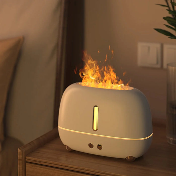 A318 Simulation Flame Aroma Air Humidifier LED Colorful Light Desktop Mist Humidifier Aromatherapy Diffuser for Home Office - Black - 3
