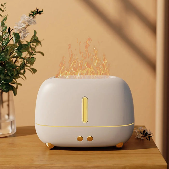 A318 Simulation Flame Aroma Air Humidifier LED Colorful Light Desktop Mist Humidifier Aromatherapy Diffuser for Home Office - Black - 6