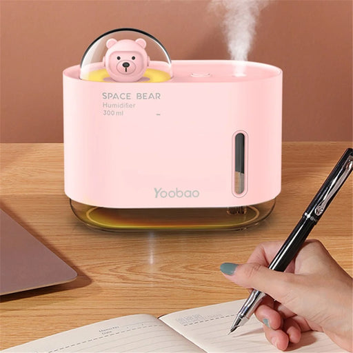 YOOBAO M318 Space Bear Humidifier 300ml Air Humidifier Cute Fog Sprayer Mini Mist Maker for Home, Office - Pink - 2
