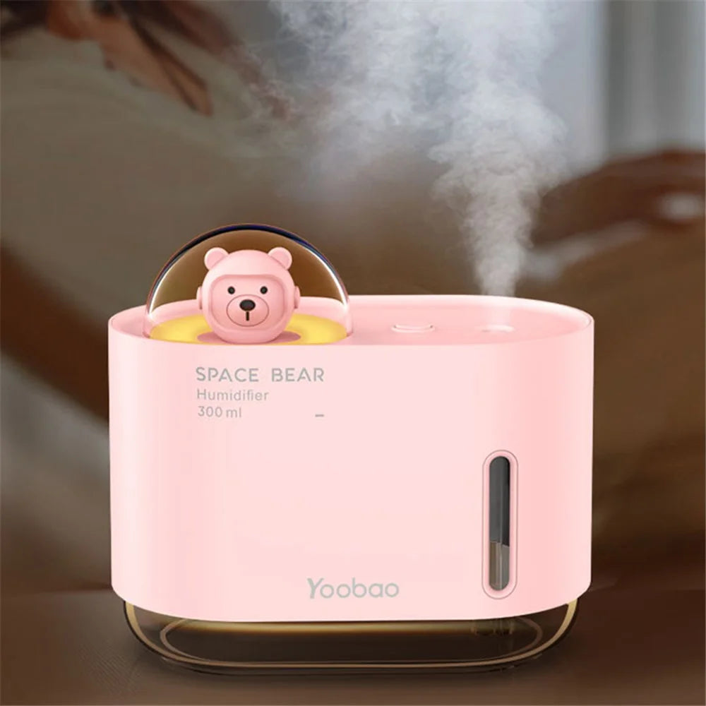 YOOBAO M318 Space Bear Humidifier 300ml Air Humidifier Cute Fog Sprayer Mini Mist Maker for Home, Office - Pink - 4