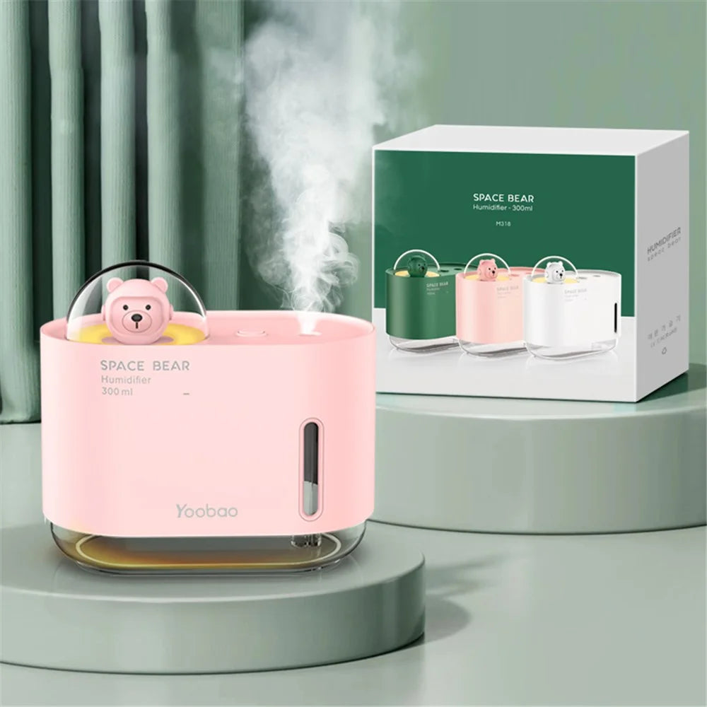 YOOBAO M318 Space Bear Humidifier 300ml Air Humidifier Cute Fog Sprayer Mini Mist Maker for Home, Office - Pink - 5