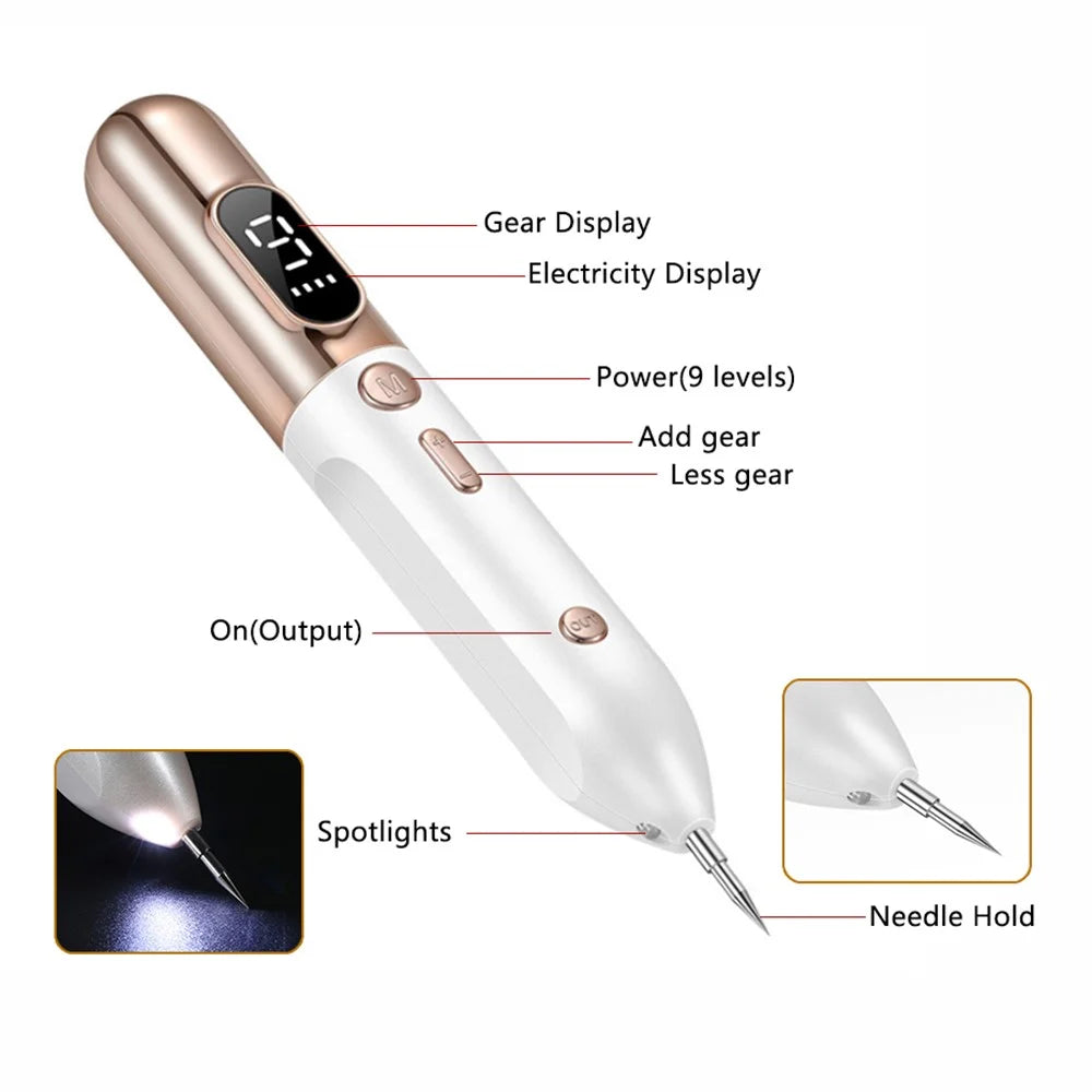 Laser Plasma Pen Mole Tattoo Freckle Wart Tag Removal Pen Dark Spot Remover for Face LCD Skin Care Tool - Gold - 3