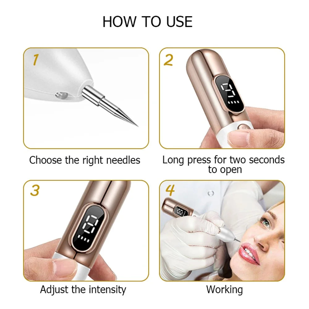 Laser Plasma Pen Mole Tattoo Freckle Wart Tag Removal Pen Dark Spot Remover for Face LCD Skin Care Tool - Gold - 5