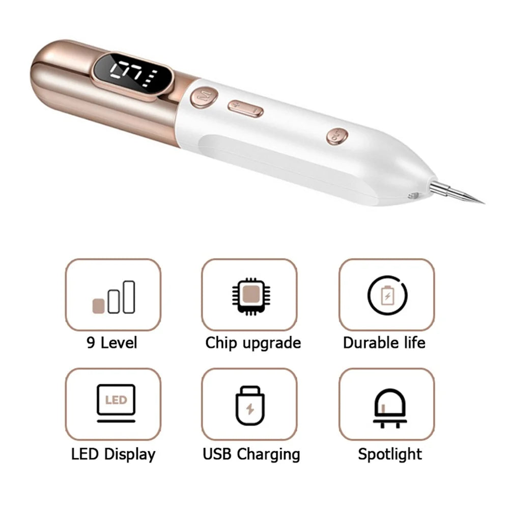Laser Plasma Pen Mole Tattoo Freckle Wart Tag Removal Pen Dark Spot Remover for Face LCD Skin Care Tool - Gold - 7