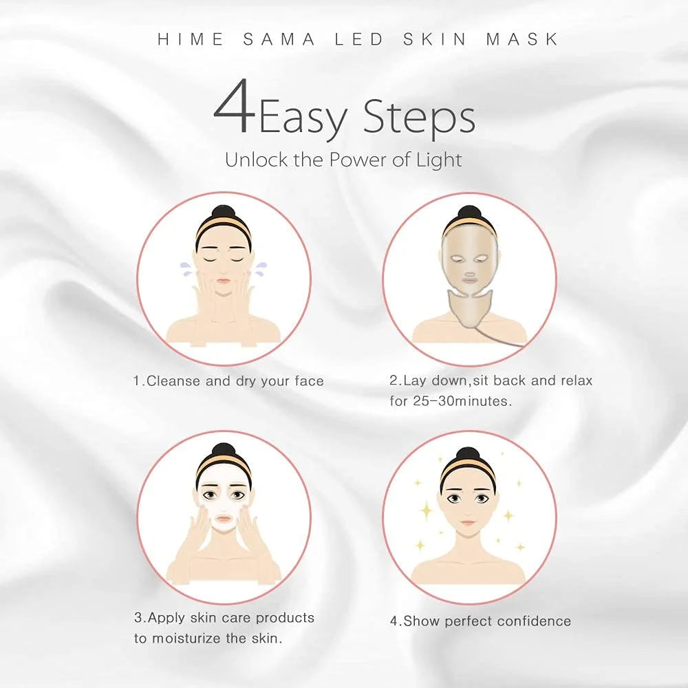 7 Colors LED Face Mask Face and Neck Skin Care Optical Cosmetic Mask for Home and Travel Use - Gold / US Plug - 4