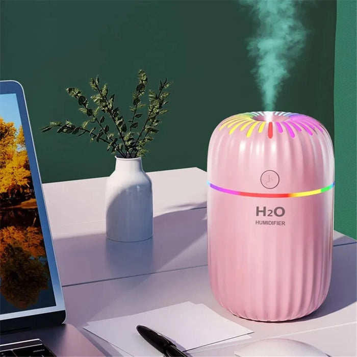 300ml Mini Humidifier Portable Air Purifier Car Office Atomizer Household Humidifier with Colorful Light - US Plug / Green - 5