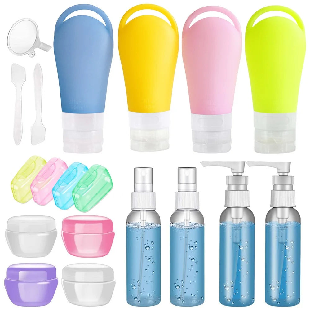 H01244 21Pcs Toiletries Travel Bottle Set Leak Proof Refillable Container for Lotion Liquid Shampoos - Style A - 1