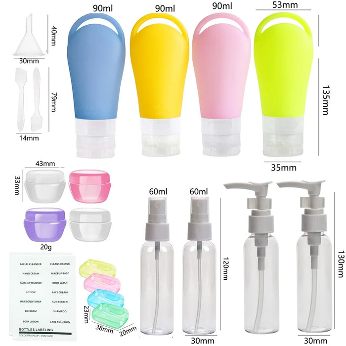 H01244 21Pcs Toiletries Travel Bottle Set Leak Proof Refillable Container for Lotion Liquid Shampoos - Style A - 7