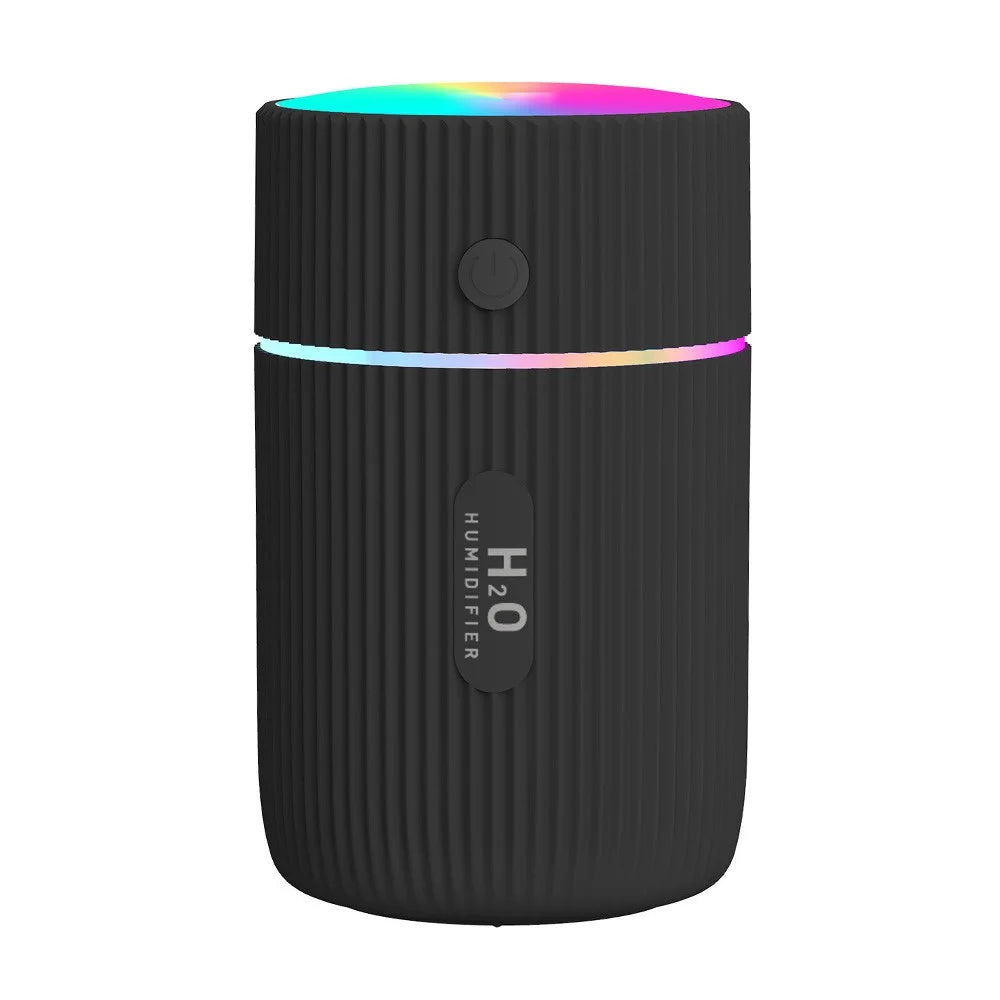 220ml Mini Humidifier Portable Air Purifier Car Office Atomizer Household Aroma Diffuser with Colorful Light - Black / US Plug - 1