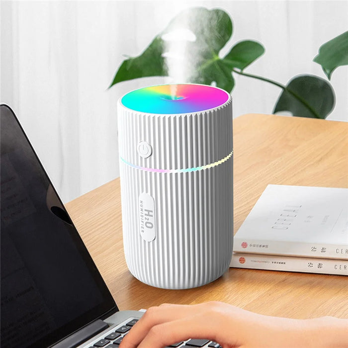 220ml Mini Humidifier Portable Air Purifier Car Office Atomizer Household Aroma Diffuser with Colorful Light - Black / US Plug - 6