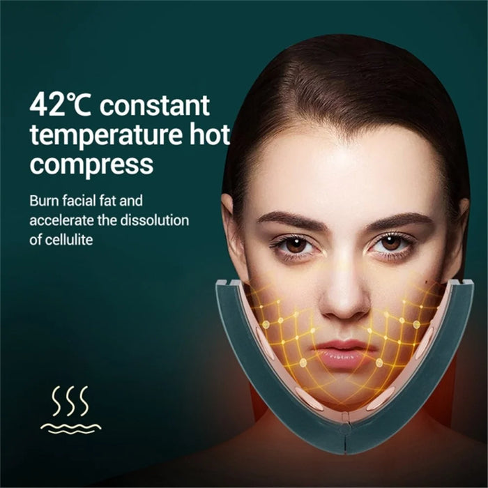 Microcurrent EMS Face Slimming Instrument Facial Lifting Intelligent Light V Line Face Beauty Device - Blackish Green - 5