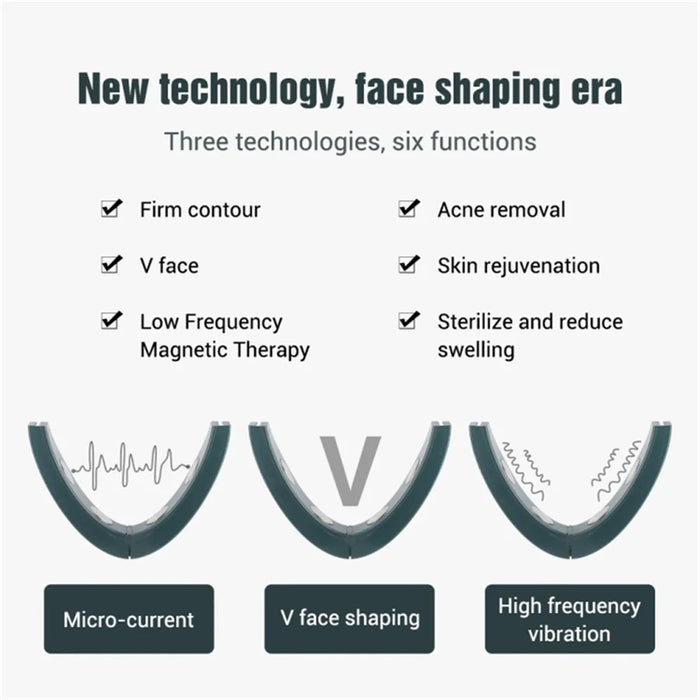 Microcurrent EMS Face Slimming Instrument Facial Lifting Intelligent Light V Line Face Beauty Device - Blackish Green - 6